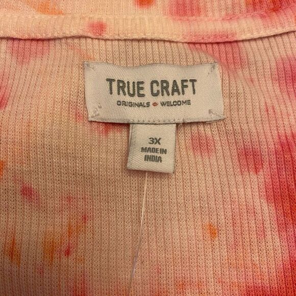 True Craft Pink and White Tie Dye Waffle Weave Sleeveless Top Sz 3X NWT - Picture 10 of 12
